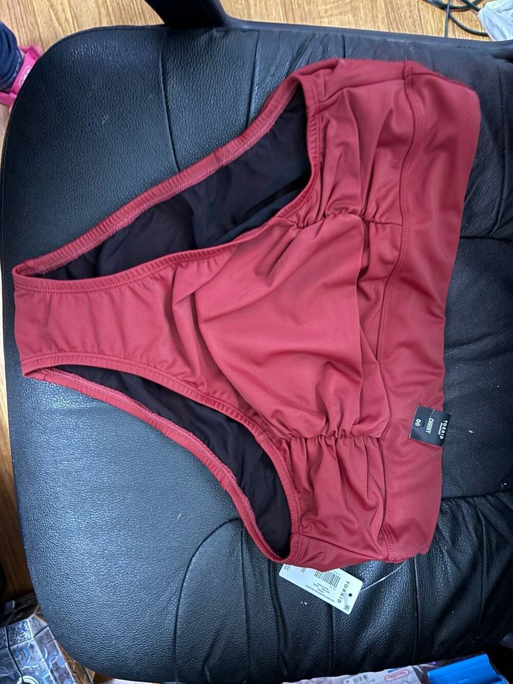 Torrid Swimsuit Bottom Size 00 Burgundy High Waisted Cheeky